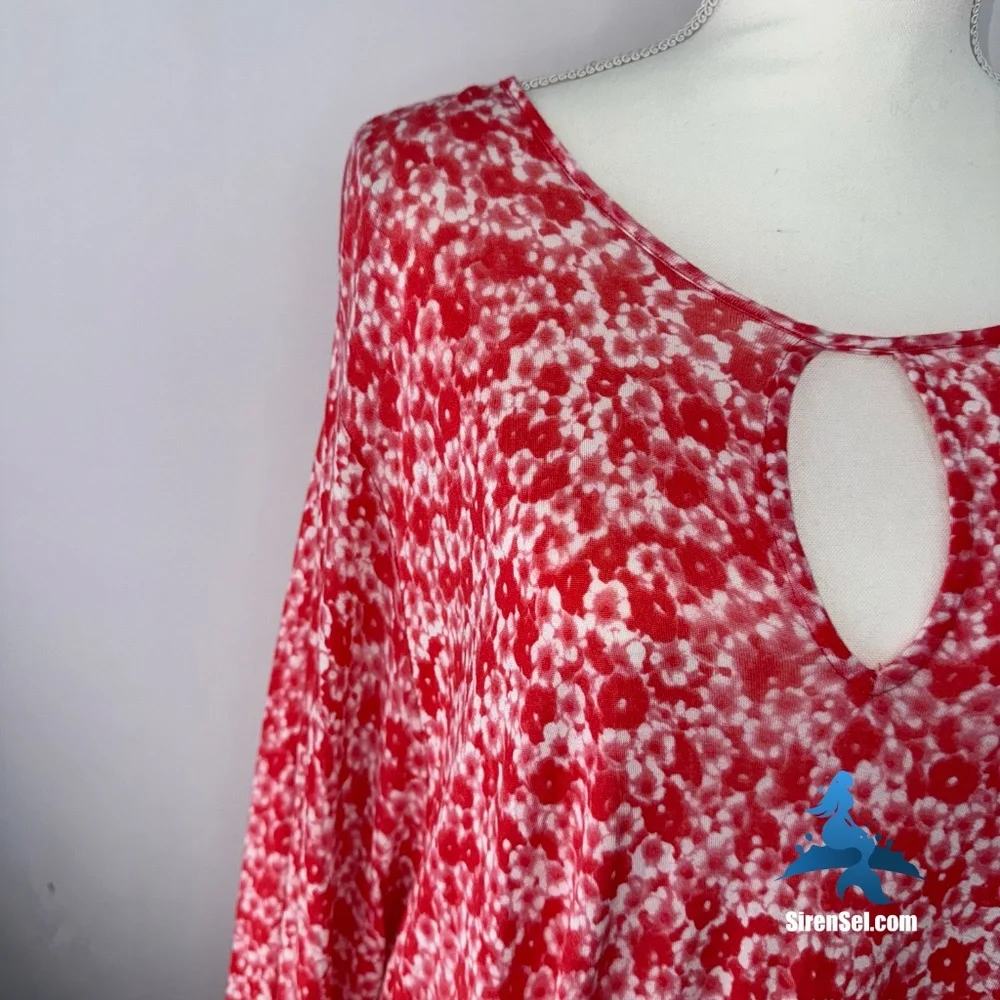 1138 MICHAEL Michael Kors Tunic Top – Size 3X – Red White Floral